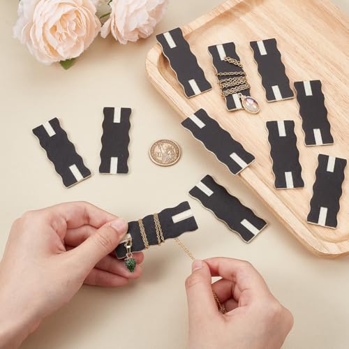 OLYCRAFT 10pcs Portable Tangle-Free Jewelry Organizer 2.5x1x0.1 Inch Black Rectangle Tangle-Free Necklaces Organizer Necklace Card Holder Universal Jewelry Storage Case for Chain Necklaces Storage - color: Black