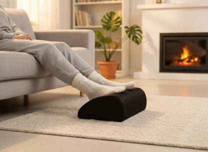 Friends of meditation Foot Rest for Office Chair | Foot Stool for Sofa | Ergonomic Foot Rest Under Table/Desk | Leg Resting Stool | Removable Cover | Black - color: Black