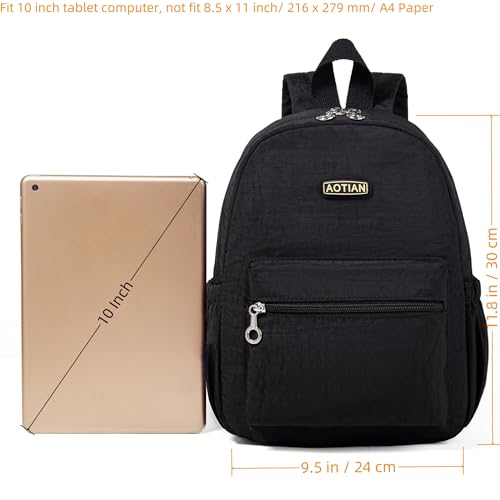 AOTIAN Mini Lightweight 11.8 Inch Backpack Durable Travel Hiking Women and Girls Small Daypack, 7 Liters Black - color: Black