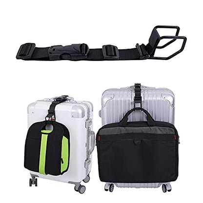 Luggage Hook Strap,J Hook for add a Bag Luggage,Multi Adjustment Bag Strap Hook with Hands Free(Black-Middle Size) - size: Medium size/Standard buckle