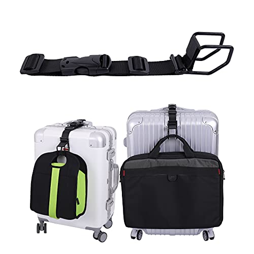 Luggage Hook Strap,J Hook for add a Bag Luggage,Multi Adjustment Bag Strap Hook with Hands Free(Black-Middle Size) - size: Medium size/Standard buckle