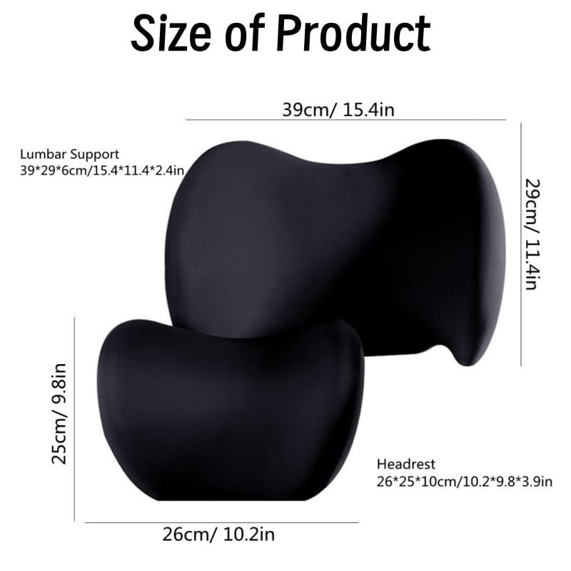 Car Headrest & Lumbar Support Cushion Kit, Ergonomic Car Seat Neck Pillow and Backseat Cushion for Driving Fatigue Relief, Driving Seat Memory Foam Neck Back Rest Pillows (Pink) - color: Pink