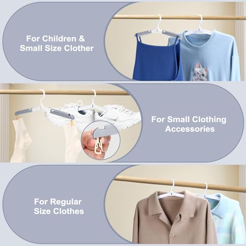 Foldable Travel Hangers for Cruise, 6 Pack Portable Collapsible Hanger with Clips, Folding & Space-Saving Suitcase Hangers for Travel, Grey-White (Grey-White) - color: Grey-white