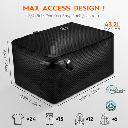 43L Max Capacity Vacuum Suitcase Compression Bags with Wireless Pump - Space Saver Bags for Travel Luggage, No Checked Baggage, Reusable, IP68, Fits 20/24/28 Inch Suitcases (No Tracker) - color: 2PC+Pump (No Tracker)