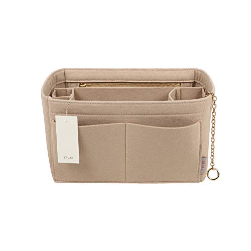 ZTUJO Purse Organizer Insert, Felt Purse Organizer with Zipper and Sewn Bottom Insert, Fit Speedy Neverfull Graceful,6 Sizes - color: Beige, size: X-Large