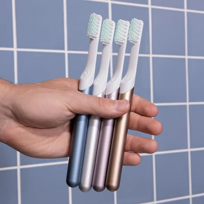 Quip Metal Sonic Electric Toothbrush for Adults - Time Travel & Soft Bristles with Travel Case & Replacement Brush Head - 3 Month Battery Life, Moonlight Champagne - color: Moonlight Champagne