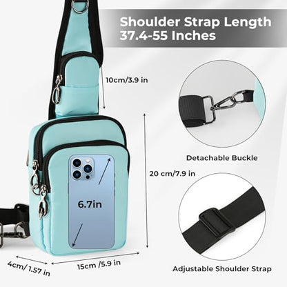 BROADREAM Sling Bag, Crossbody Bag with Anti-Theft Lock Zipper, RFID Blocking & Water Resistant for Travel Work Sport - color: Light Blue