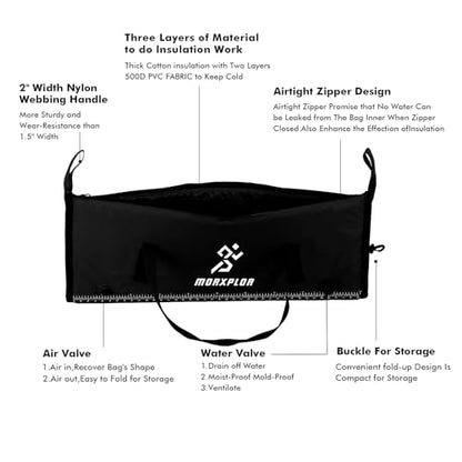MORXPLOR Insulated Fish Cooler Bag for Fishing 41x17 47x17In 50x20In 60x24 72x30 80X40 Inches,Large Insulated Fish Kill Bag,Fishing Catch Bag Cooler with Water-resistant Zipper - color: 41inch Black