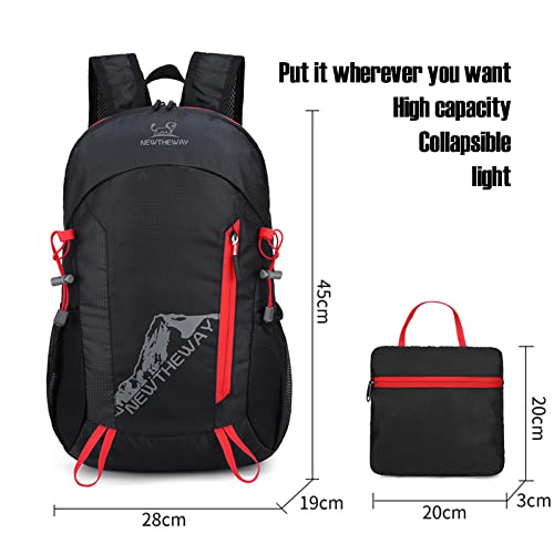 Lywencom Hiking Backpack,20L sports lightweight folding waterproof ultra-light backpack suitable for outdoor camping picnic (black) - color: Black