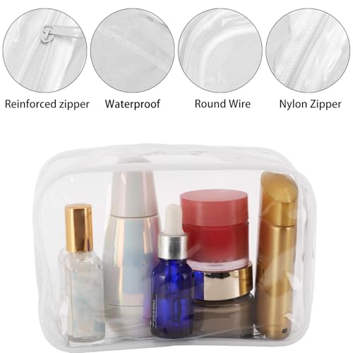 Tbestmax 10 Pcs Clear Cosmetic Bags Small Makeup Bags Portable Waterproof Travel Toiletry Bags Organizer White, 7.5"x 4.8"x 2.3" - color: Medium - White