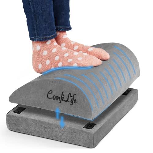 ComfiLife Foot Rest for Under Desk at Work – Adjustable Desk FootRest for Office Chair, Gaming Accessories – Ergonomic Teardrop Design for Back, Hip & Leg Pain Relief – 100% Memory Foam (Gray) - color: Gray