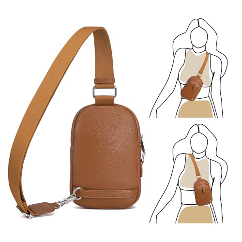 INICAT Anti Theft Crossbody Bags for Women Travel Small Sling Bag Fanny Packs Cross Body Purses Everyday - color: Brown Antitheft, size: Large