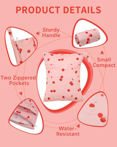 babygoal Wet Dry Bags 3 Pack, Waterproof Travel Bags for Swimsuits, Beach, Pool, Gym,Food Storage and Wet Clothes(Cherry,Flamingo,Polka Dot),3LN42-B - color: Girl color 42