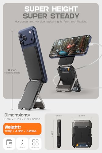 SUPCASE for MagSafe Wallet with Stand, Magnetic Wallet for Men, [Hold 5 Cards] [Adjustable Stand] [RFID Blocking] Phone Credit Card Holder Tripod for iPhone 17/16/15/14/13/12 Series, Black - color: Black