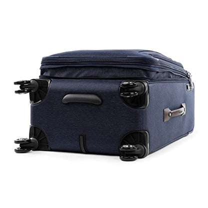 Travelpro Platinum Elite Softside Expandable Checked Luggage, 8 Wheel Spinner Suitcase, TSA Lock, Men and Women, True Navy Blue, Checked Medium 25-Inch - color: True Navy Blue, size: Checked-Medium 25-Inch