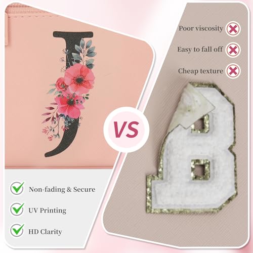 OCHEAL Initial Makeup Bag,Monogram Make up Bag Pink Travel Makeup Organizer Case Beauty Toiletry Cosmetic Bag with Brush Holder, Trendy Stuff Personalized Gifts for Women and Girls-J - color: Pink, style: J