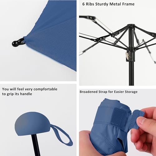 BAODINI Travel Essentials Mini Umbrella for Purse With Case Small Compact UV Sun Protection Lightweight Tiny Pocket Manual Open Close Umbrella for Women Kids and Men Fits Purse Backpack - color: F-1-Navy Blue