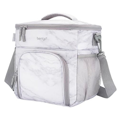 Bentgo Prep Deluxe Insulated Multimeal Bag - Lunch Box Bag, Holds 5 Meals, Premium Insulation up to 8 Hrs, Durable, Water-Resistant - Large Capacity For Adult Meal Prep (White Marble) - color: White Marble