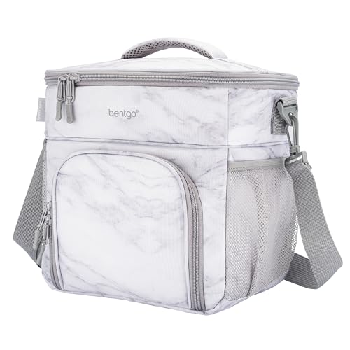 Bentgo Prep Deluxe Insulated Multimeal Bag - Lunch Box Bag, Holds 5 Meals, Premium Insulation up to 8 Hrs, Durable, Water-Resistant - Large Capacity For Adult Meal Prep (White Marble) - color: White Marble