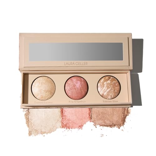 LAURA GELLER NEW YORK Geller's Greatest Lift-n-Glow Baked Trio Palette - Highlighter, Blush, Bronzer - All Skin Tones - color: 01 Lift-n-Glow Baked Trio Palette