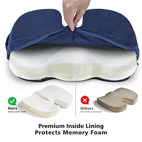 WAOAW Car Seat Cushion, Coccyx Cushion, Tailbone Pain Relief Cushion, Memory Foam Chair Pad for Back, Coccyx, Tailbone Pain Relief - color: Blue