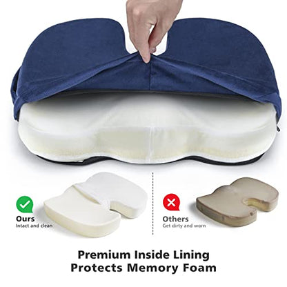 WAOAW Car Seat Cushion, Coccyx Cushion, Tailbone Pain Relief Cushion, Memory Foam Chair Pad for Back, Coccyx, Tailbone Pain Relief - color: Blue
