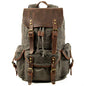 WUDON Leather Backpack for Men, Waxed Canvas Shoulder Rucksack Carry-On Travel Backpack - color: Grey-oversize