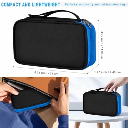 ZINMARK Portable Cable Organizer Case,Travel Pouch with Double-Layer Storage for Cables,Chargers,Earbuds & Phone,Black Blue– Small Size - color: Black Blue