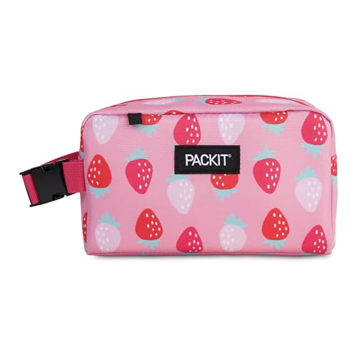 PackIt Freezable Small Insulated Snack Box, Sweet Strawberry, with EcoFreeze Technology (Built-in Ice Pack), Mini Cooler or Small Lunch Bag, For Fresh Snacks On the Go, for Work, Gym, or Travel - color: Sweet Strawberry