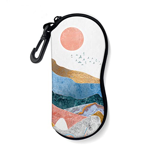 Sunglasses Soft Case with Carabiner Ultra Light Neoprene Zipper Glasses Case - color: Sun