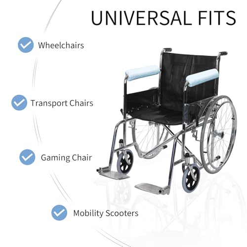SPRING SEAON Wheelchair Armrest Covers 2 Pack Soft Memory Foam Wheelchair armrest Pads Wicking Washable for Office Transport Chair (Sky Blue) - color: Light Blue
