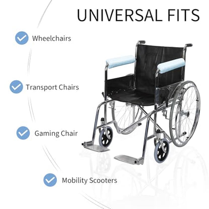SPRING SEAON Wheelchair Armrest Covers 2 Pack Soft Memory Foam Wheelchair armrest Pads Wicking Washable for Office Transport Chair (Sky Blue) - color: Light Blue