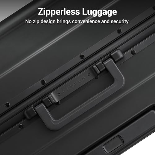 LEVEL8 Zipperless Checked Luggage Large Suitcase with Wheels 28 Inch Aluminum Frame Luggage Hard Shell Suitcases with Tsa Locks, Black - color: Black, size: Checked 28 Inch