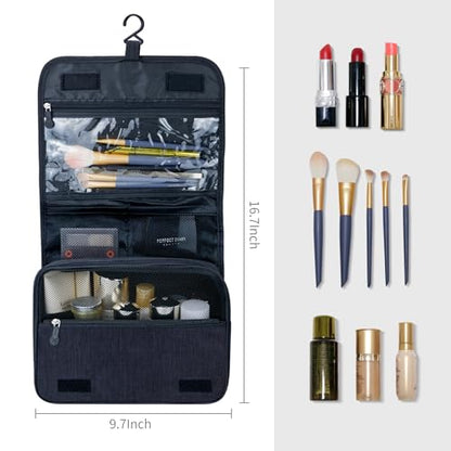 Lcsmaokin Large Capacity Toiletry Bag Travel Bag with Hanging Hook for Men and Women Waterproof Travel Cosmetic Bag Bathroom Bag,with TSA Approved Zippers Clear Travel Makeup Bag Carry-on - color: A-Black+Clear Blue