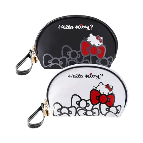 Vimanllie Travel 2PCS Cosmetic Bag Waterproof Makeup Bags,Portable Toiletry Organizer,Storage Bags for Women,Cute Compact,Small Purse for Keys,Practical Storage Pouch for Girls - color: 3E-Black And White