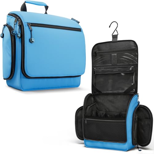 VENTURE 4TH Hanging Travel Toiletry Bag for Women & Men – Large Toiletry Organizer with 18 Compartments, Removable TSA Pouch, Travel Wash Bag for Toiletries, Makeup & Shaving Kit (Light Blue) - color: Light Blue