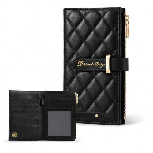 Passport Holder for Travel,Leather Passport Wallet,Travel Document Organizer with AirTag Slot,RFID Blocking With Credit Cards Case,Zippered Coins Pocket and Cash Slot for Women Men - color: Black