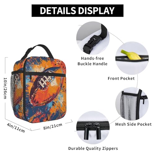Insulated Lunch Box for Kids Boys Girls, Reusable Lunch Bag for School, Office, Work, Picnic, Travel, Abstract Football Lunch Box - color: lunch box 127