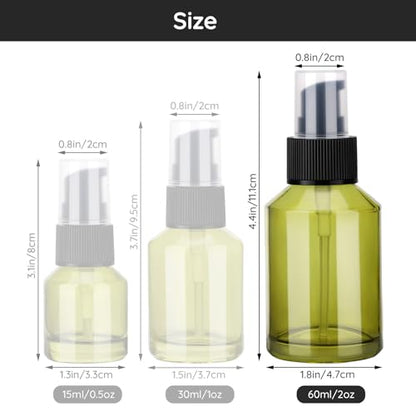 Segbeauty 6pcs 2oz Glass Travel Lotion Container Refillable, Small Travel Containers for Creams, 60ml Mini Empty Lotion Bottles with Pump Dispenser, Cosmetic Skincare Containers Sample Cream Bottle - size: 2oz