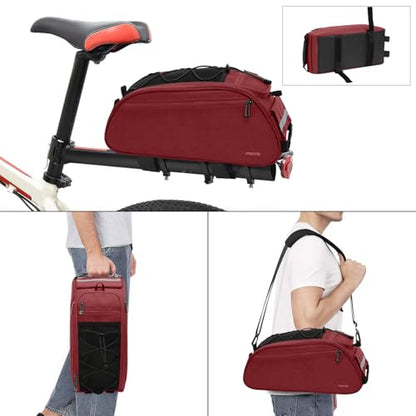 MOSISO Bike Rack Bag, Waterproof Bicycle Trunk Pannier Rear Seat Pouch Cycling Bike Carrier Backseat Storage Luggage Saddle Shoulder Bag - color: Red