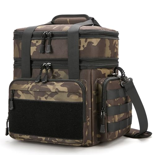 Gafetrey Tactical Lunch Box for Men, Insulated Bag Adult, Thermal Lunchbox Leakproof Waterproof Cooler Bag, Dual Compartment tote, Large Pail Work Office Camping Travel(Black Camo) - color: B-Black-Camo, size: 15L