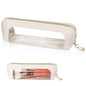 Skrfren Small Clear Makeup Pouch, PU Leather Mini Makeup Pouch Portable Travel Mini Cosmetic Bag, Waterproof Cosmetic Organizer Pouchs with Zipper for Women Home Travel Office Storage, White