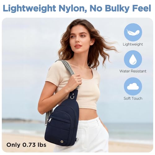 Anti Theft Sling Bag for Men & Women, Lightweight Puffer RFID Crossbody Bag for Travel, Commuting & City Walking, Hands-Free Everyday Essentials Bag Dark Blue - color: Dark Blue
