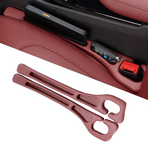 Car Seat Gap Filler Organizer of 2 – Universal Car Gap Seat Filler with Storage Pockets, No Drop Seat Guard for Phones, Keys & Cards, Car Accessories for Most Cars Trucks SUVs(Red) - color: Red