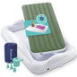 Hiccapop Inflatable Toddler Travel Bed with Safety Bumpers [4-Sided], Portable Toddler Bed for Kids, Toddler Air Mattress, Kids Air Mattress - Sage Green - color: Sage Green