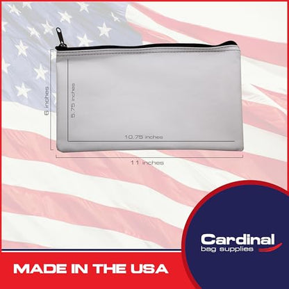 Multipack of 2 Compact Zipper Cloth Pouches, Zipper Bag, Travel Toiletry, Cosmetics, Stationary Case, 11 x 6 inches (White) - color: White