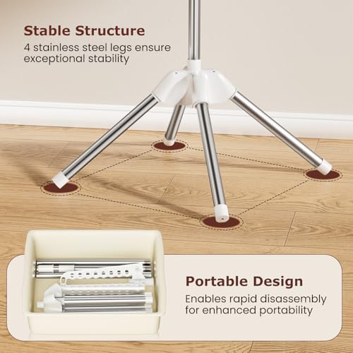 Abiglifty Rotatable and Foldable Clothes Drying Rack, Space Saving Free Standing Laundry Drying Rack for Indoor, Balcony, 1 Layer - size: 1 tier