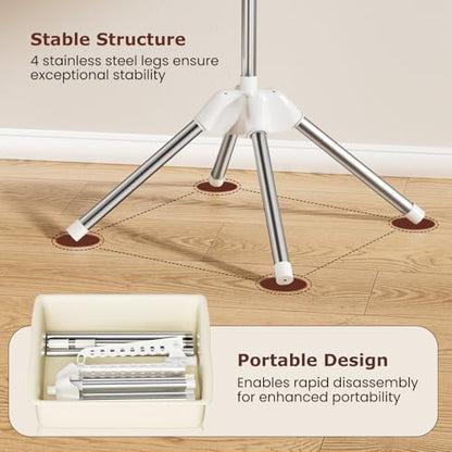 Abiglifty Rotatable and Foldable Clothes Drying Rack, Space Saving Free Standing Laundry Drying Rack for Indoor, Balcony, 1 Layer - size: 1 tier