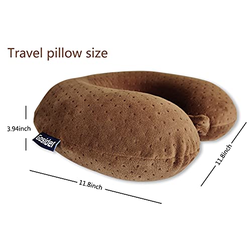 Memory Foam Travel Pillow, Comfortable Travel Neck Pillow U Shape, Support Neck and Head to Relieve Fatigue, Portable Neck Pillow Suitable for Planes, Trains, Self-Driving Cars - color: Brown