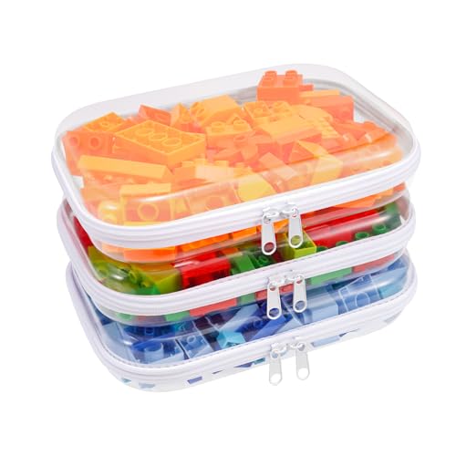 Clear Hard Shell Zipper Case,3PCS Transparent Clear Zipper Pouches,Hard Side Plastic Case Set,Portable Travel Storage Organizer Bins - color: 3PCS-M